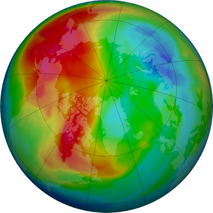 Arctic ozone map for 28 January 2016